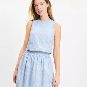 Buy 2 get one free✨LOFT Light Blue Embroidered Top